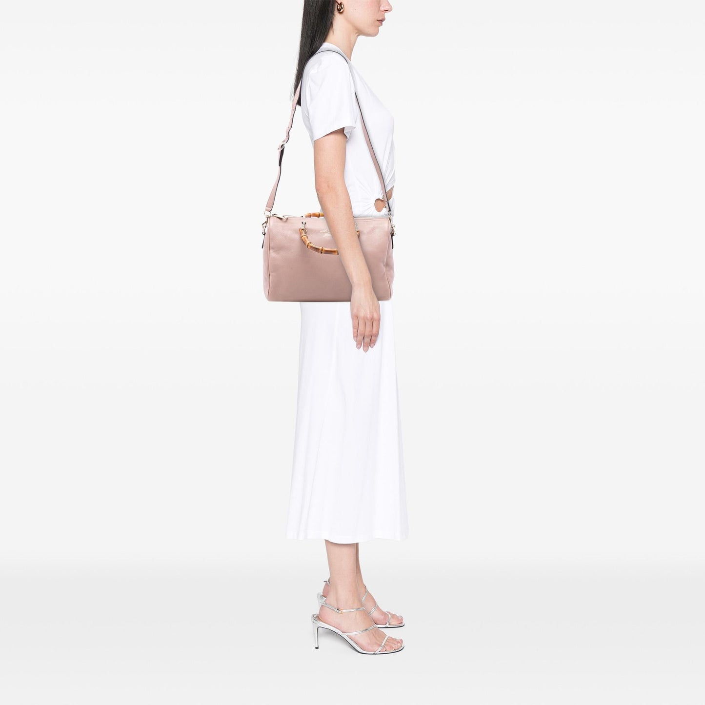 Gucci Medium Calfskin Bamboo Shopper Boston Bag