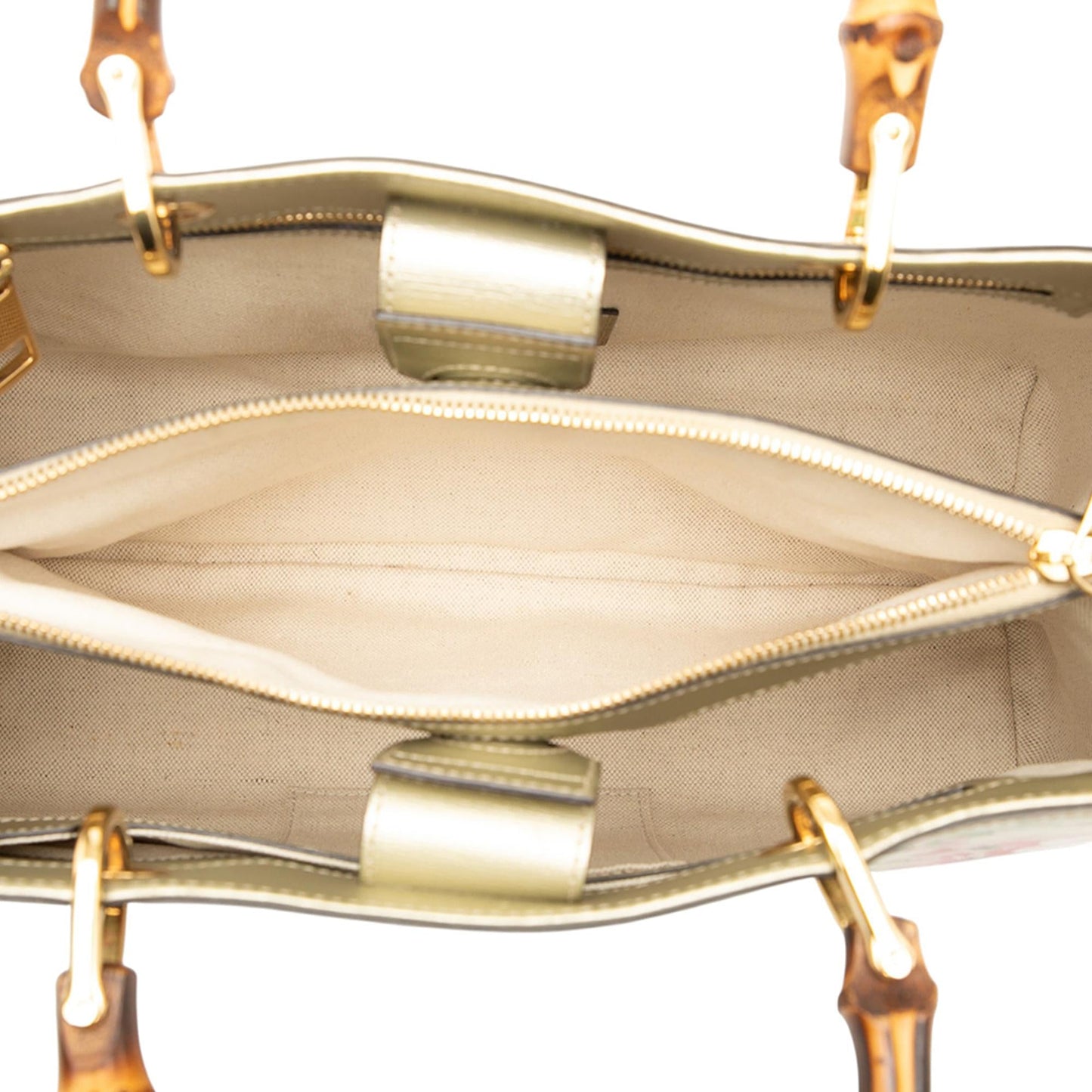 Gucci Medium Calfskin Blooms Bamboo Shopper Satchel