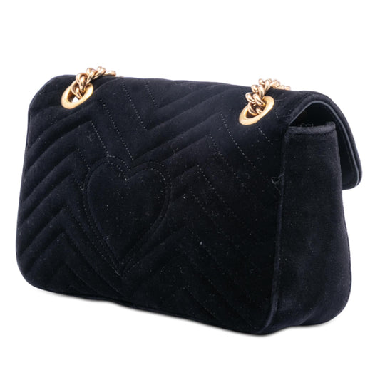 Gucci Medium GG Marmont Matelasse Velvet Crystal Embellished Shoulder Bag