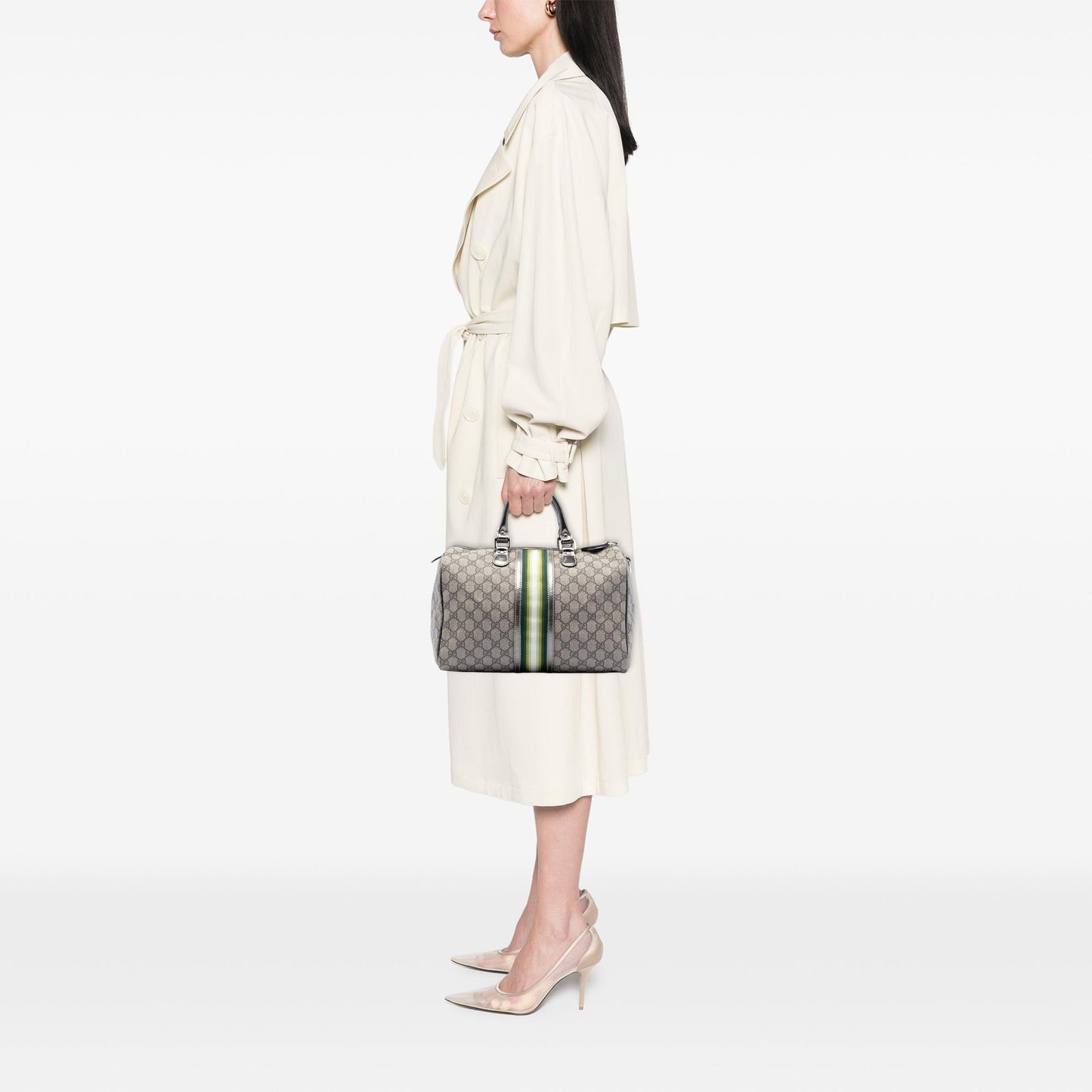 Gucci Medium GG Supreme Joy Web Boston Bag