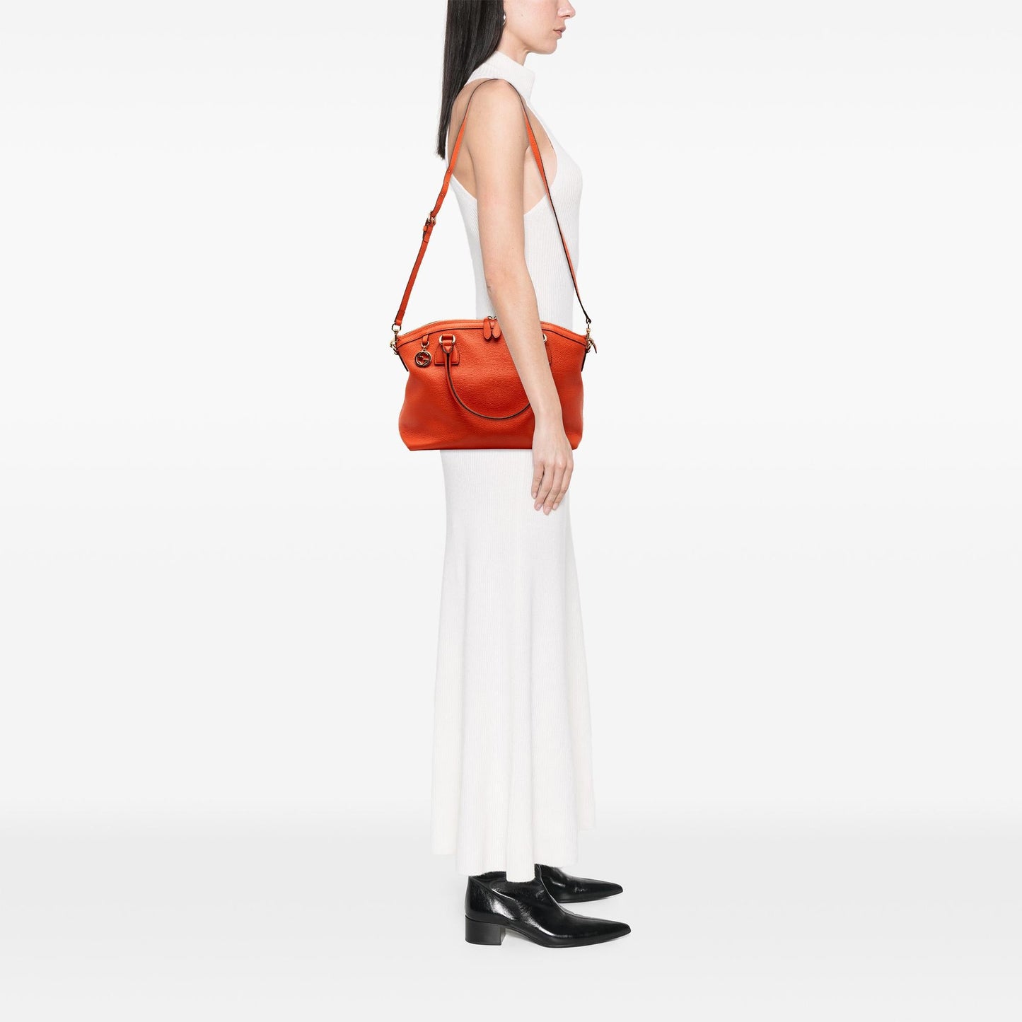 Gucci Medium Leather GG Charm Dome Satchel