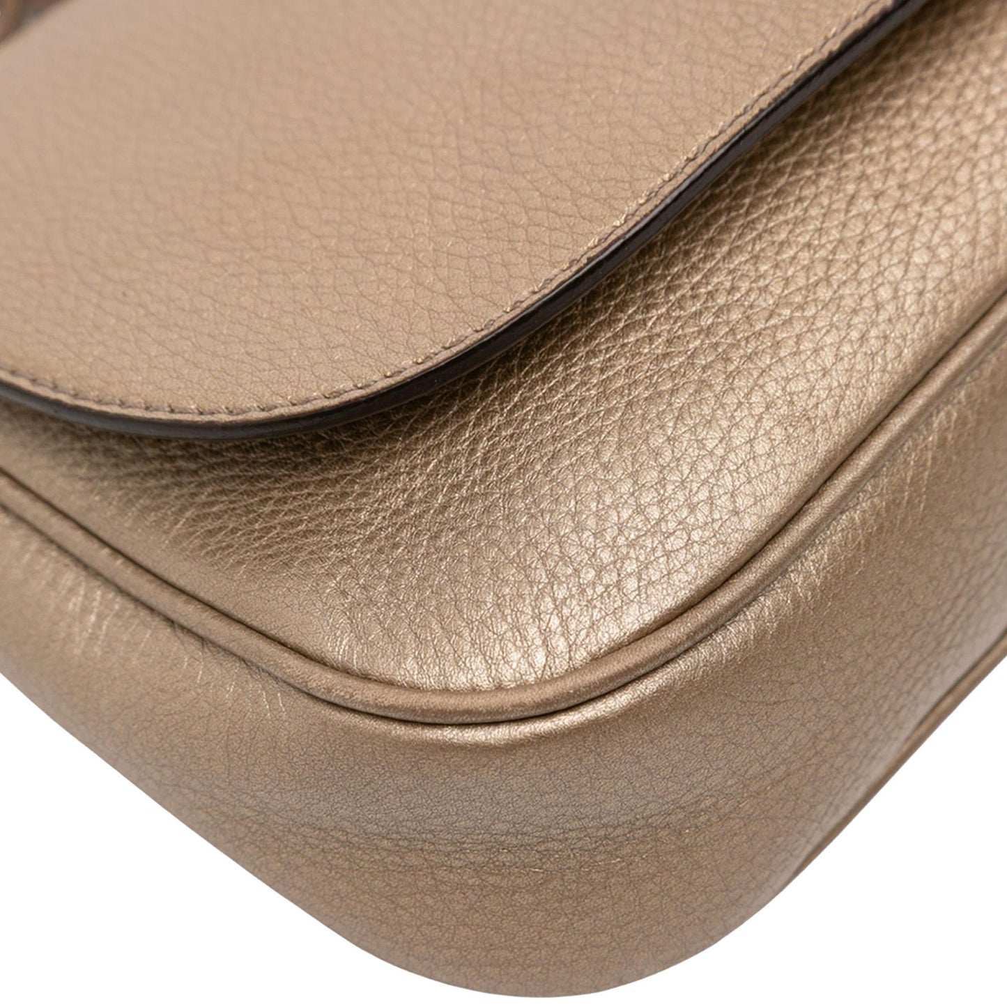 Gucci Medium Metallic Leather Soho Chain Flap Crossbody