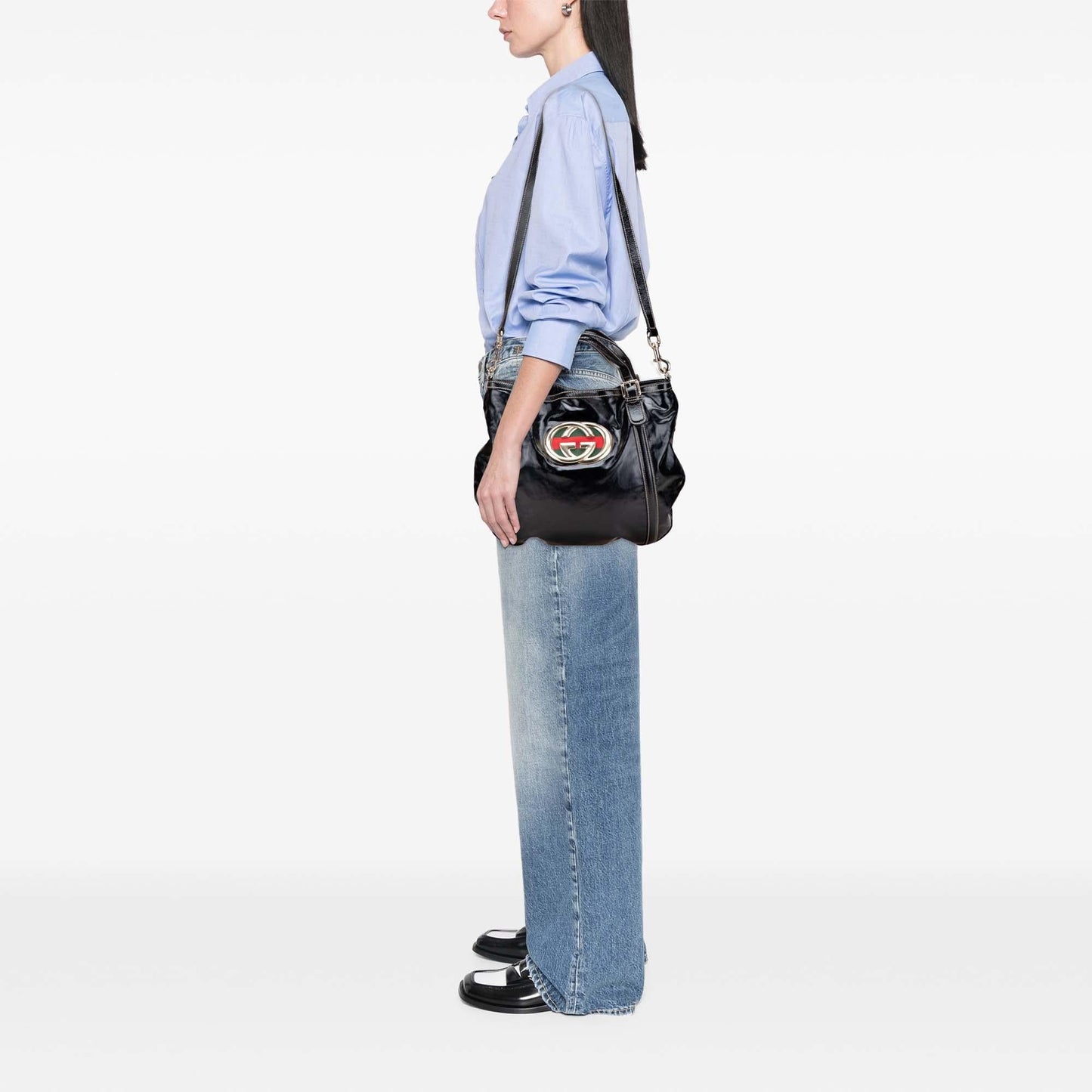 Gucci Medium Patent Web Britt Satchel