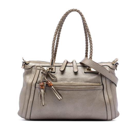 Gucci Metallic Pebbled Calfskin Bella Satchel