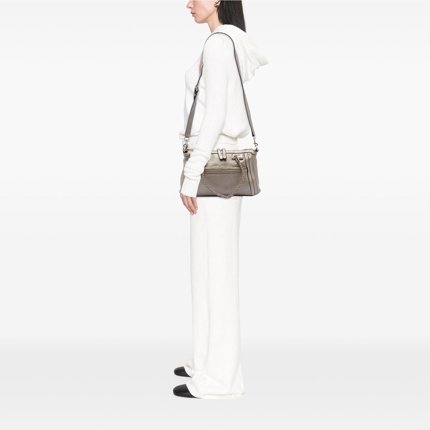 Gucci Metallic Pebbled Calfskin Bella Satchel