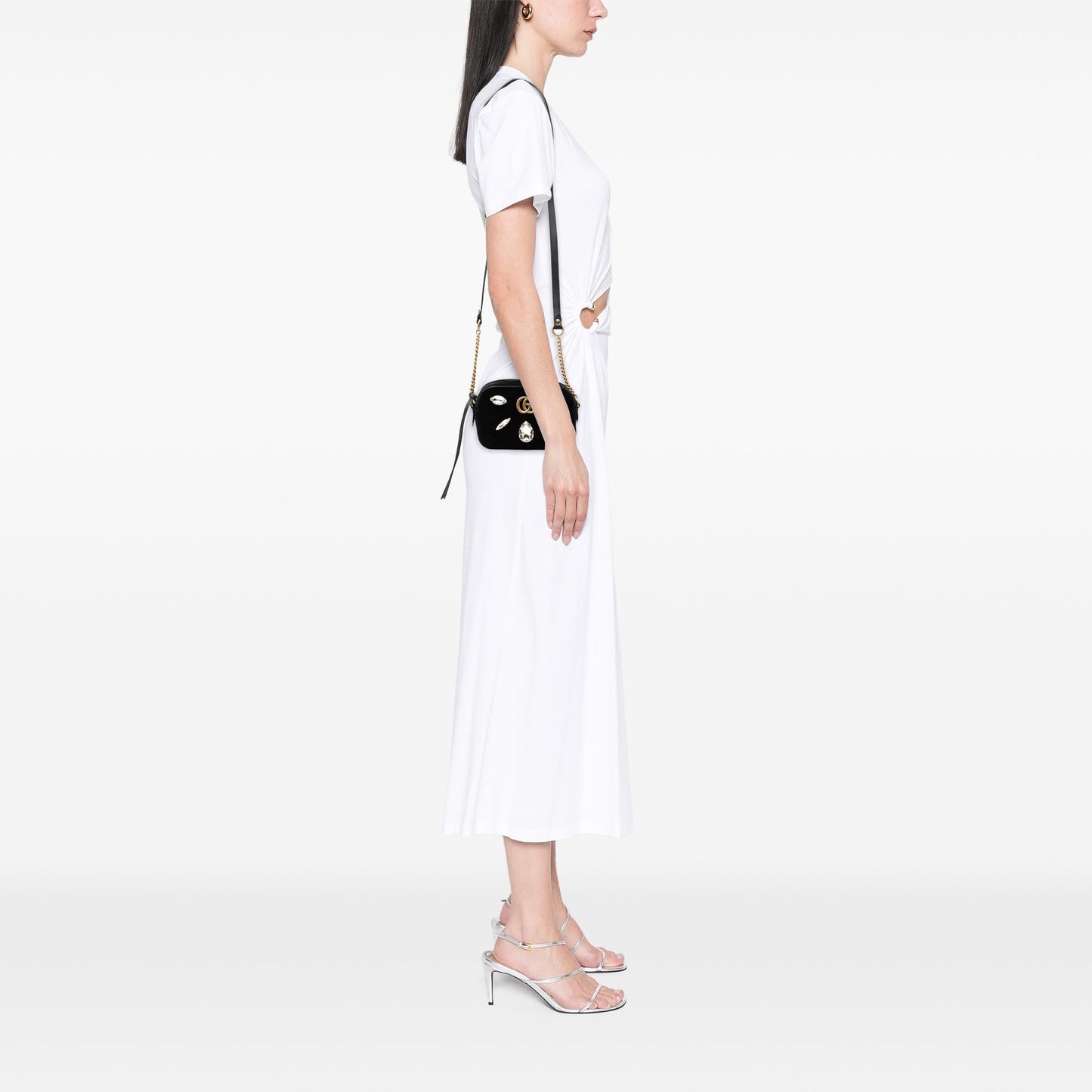Gucci Mini GG Marmont Crystal Embellished Matelasse Velvet Crossbody