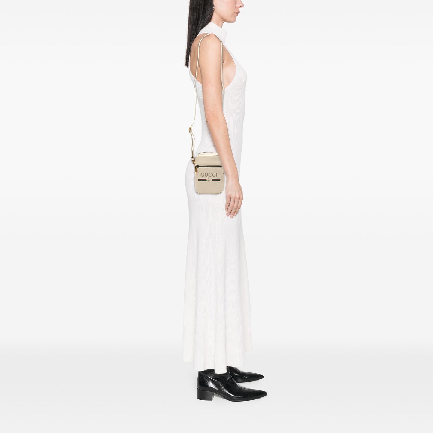 Gucci Mini Grained Calfskin Logo Crossbody