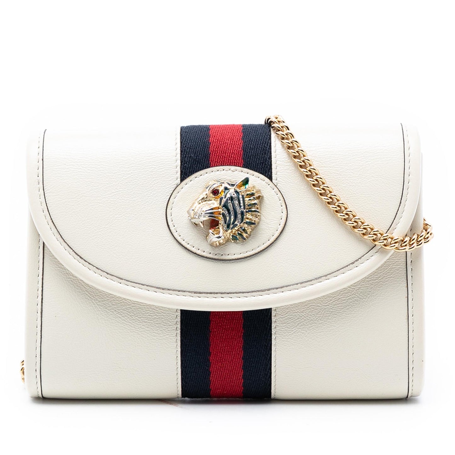 Gucci Mini Leather Rajah Web Chain Crossbody