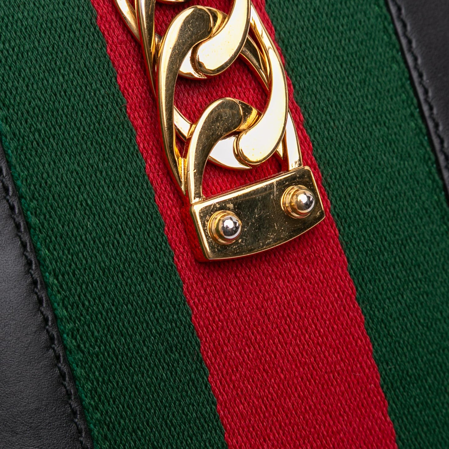 Gucci Mini Leather Web Sylvie Chain Crossbody