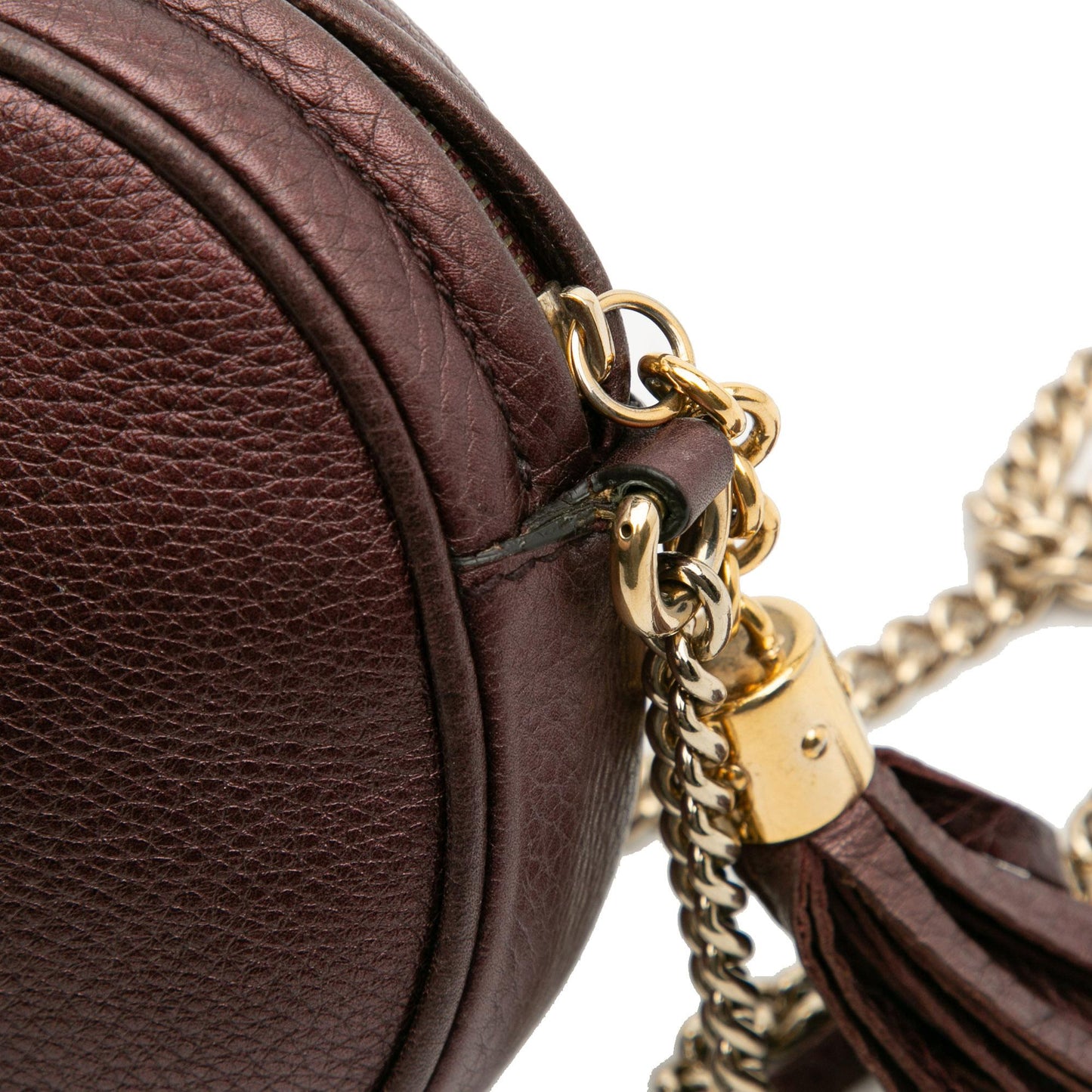 Gucci Mini Metallic Pebbled Calfskin Soho Chain Crossbody