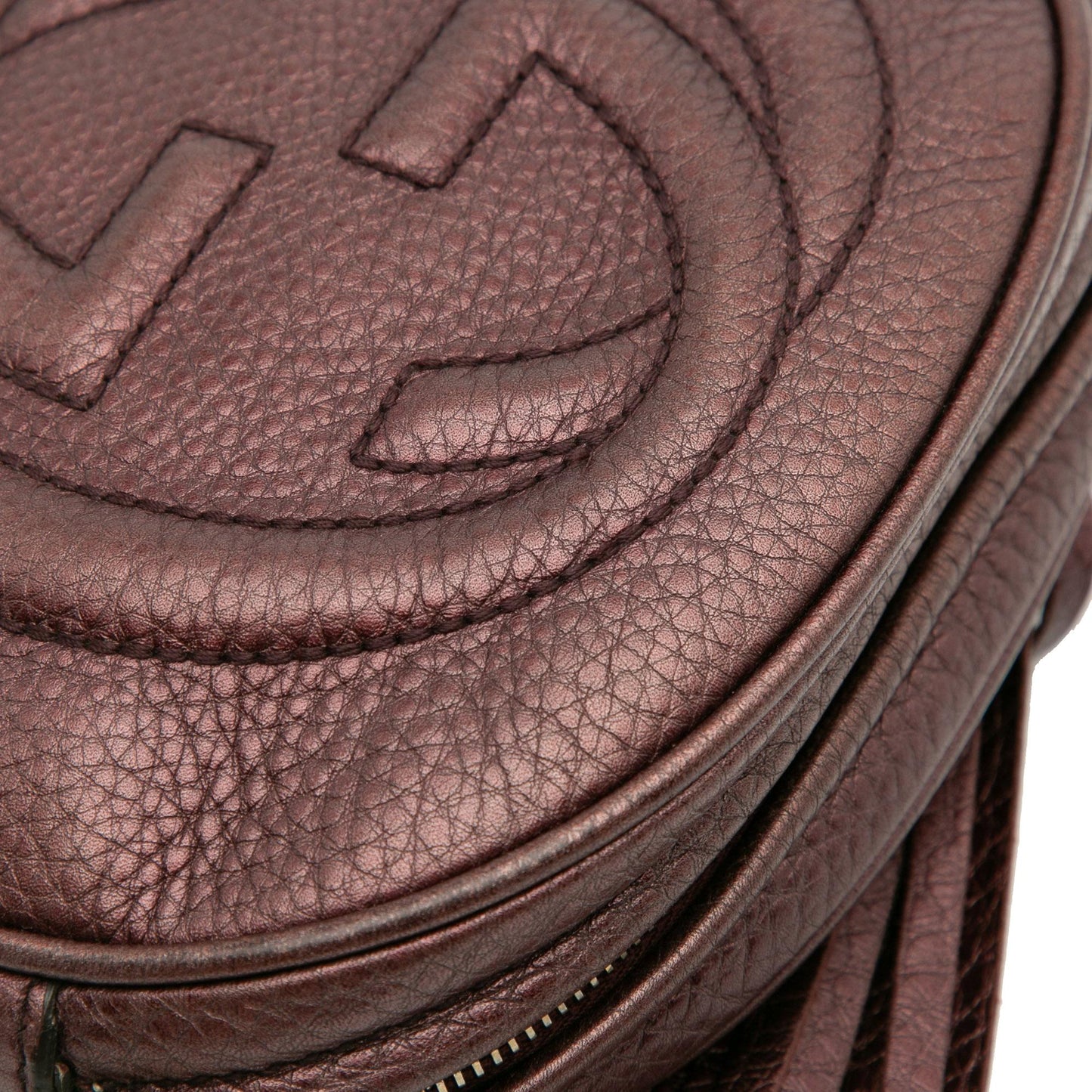 Gucci Mini Metallic Pebbled Calfskin Soho Chain Crossbody