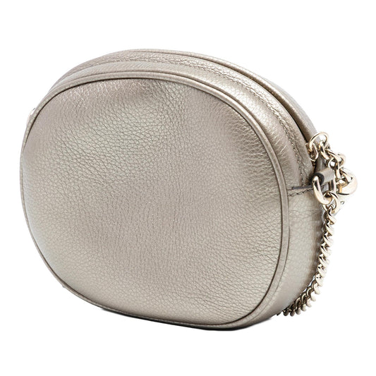 Gucci Mini Metallic Pebbled Calfskin Soho Chain Crossbody