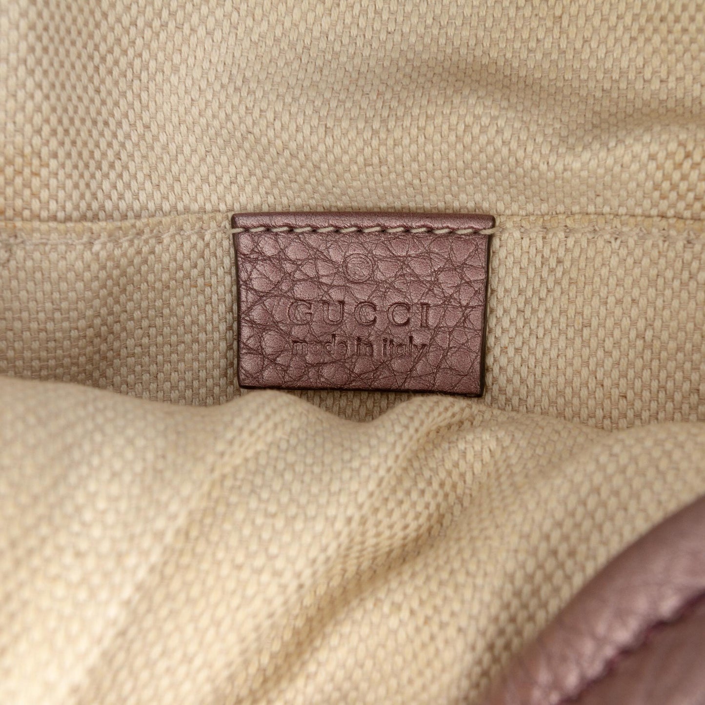 Gucci Mini Metallic Pebbled Calfskin Soho Chain Crossbody