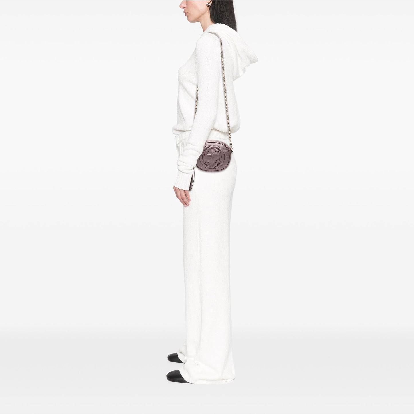 Gucci Mini Metallic Pebbled Calfskin Soho Chain Crossbody