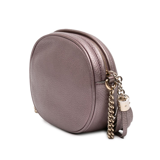 Gucci Mini Metallic Pebbled Calfskin Soho Chain Crossbody