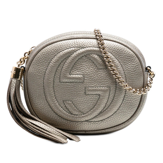 Gucci Mini Metallic Pebbled Calfskin Soho Chain Crossbody