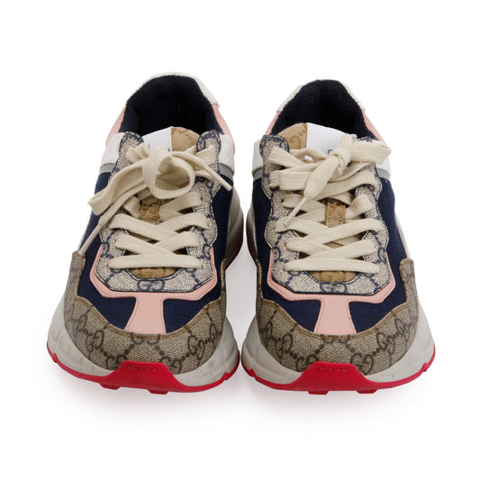 Gucci Multicolor GG Supreme Canvas Rhyton Sneakers, Size 37