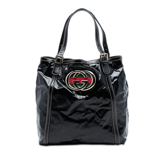 Gucci Patent Dialux Britt Web Tote