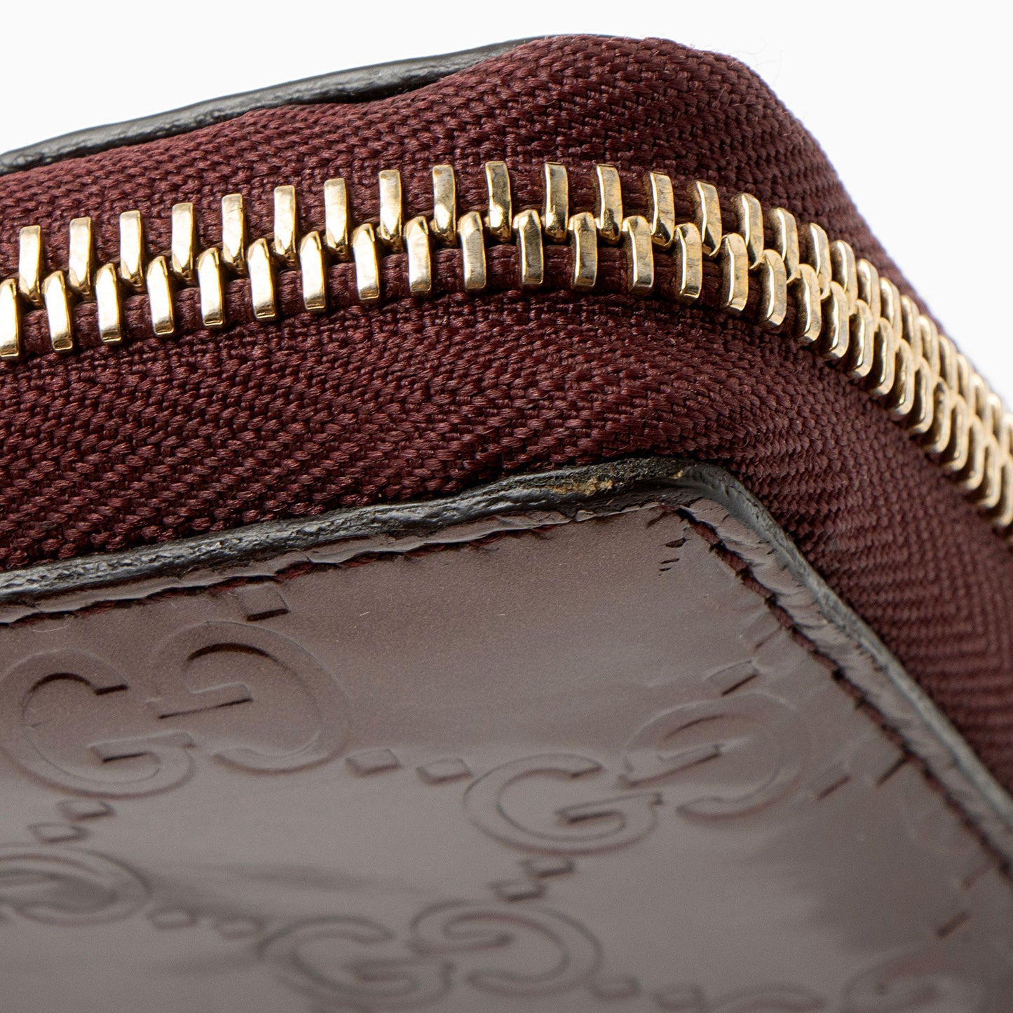 Gucci Patent Leather Guccissima Signature Zip Around Wallet