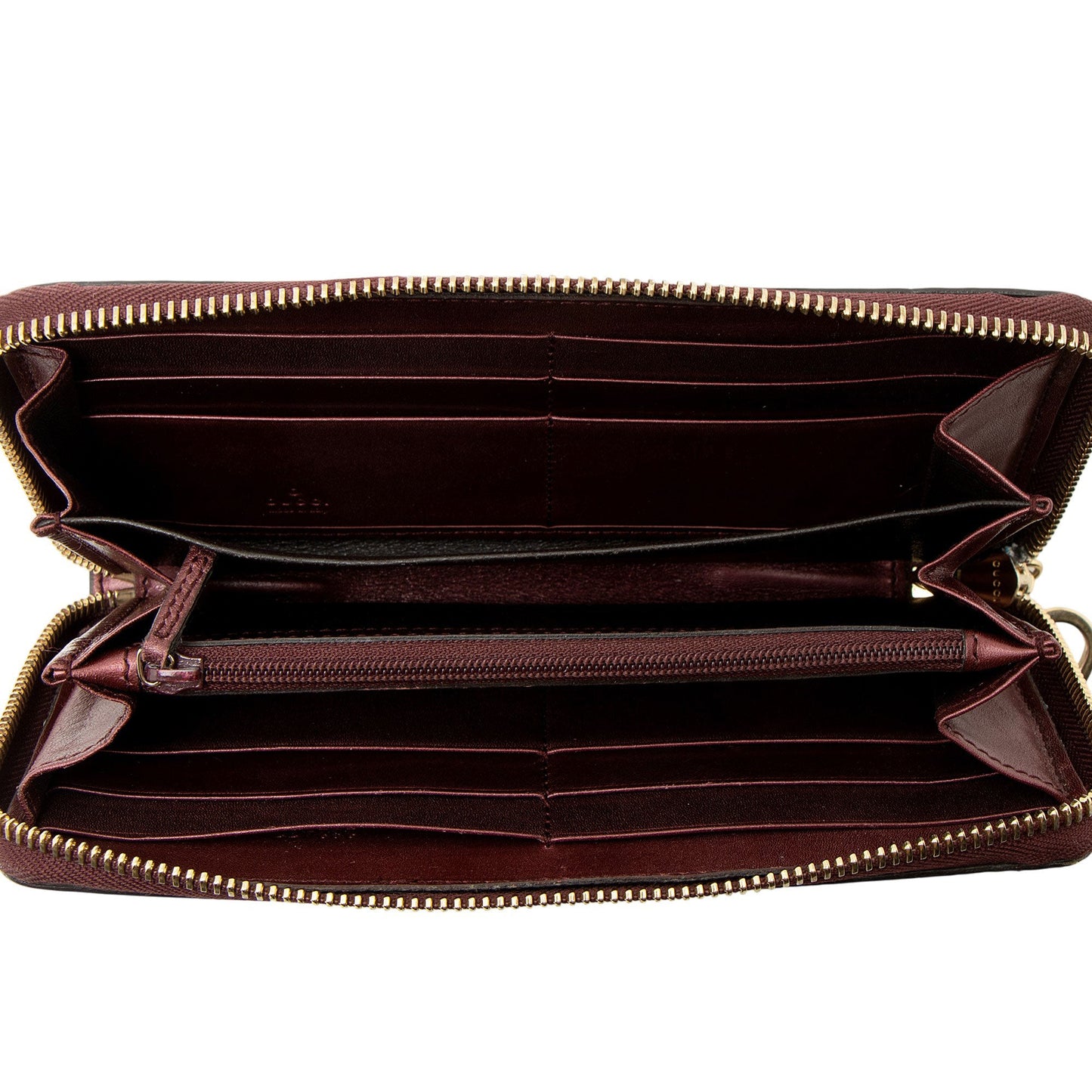 Gucci Patent Leather Guccissima Signature Zip Around Wallet