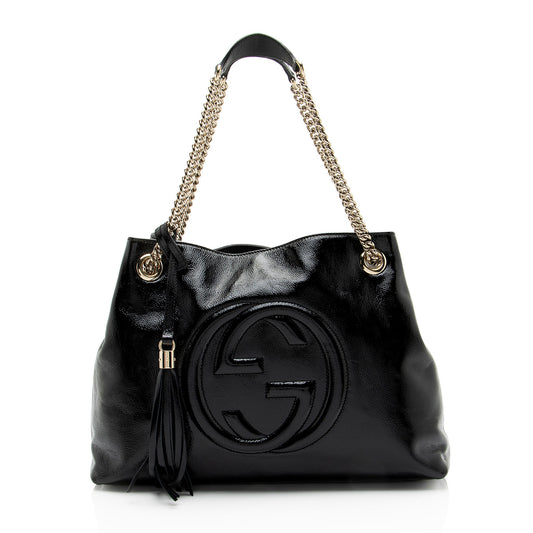 Gucci Patent Leather Soho Medium Shoulder Bag