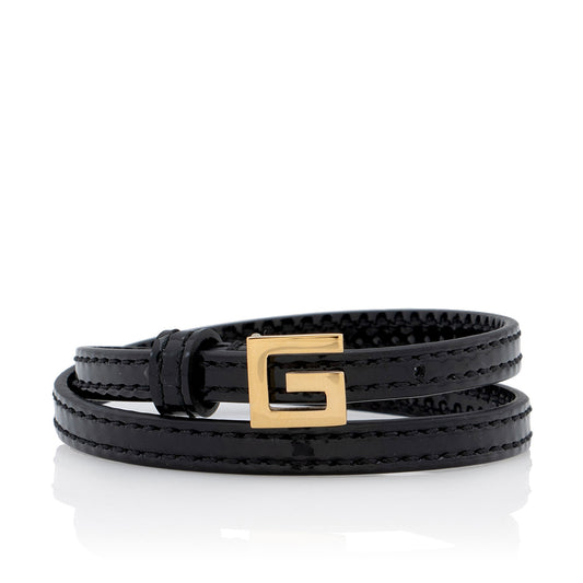 Gucci Patent Leather Square G Wrap Bracelet (SHF-n32N1x)