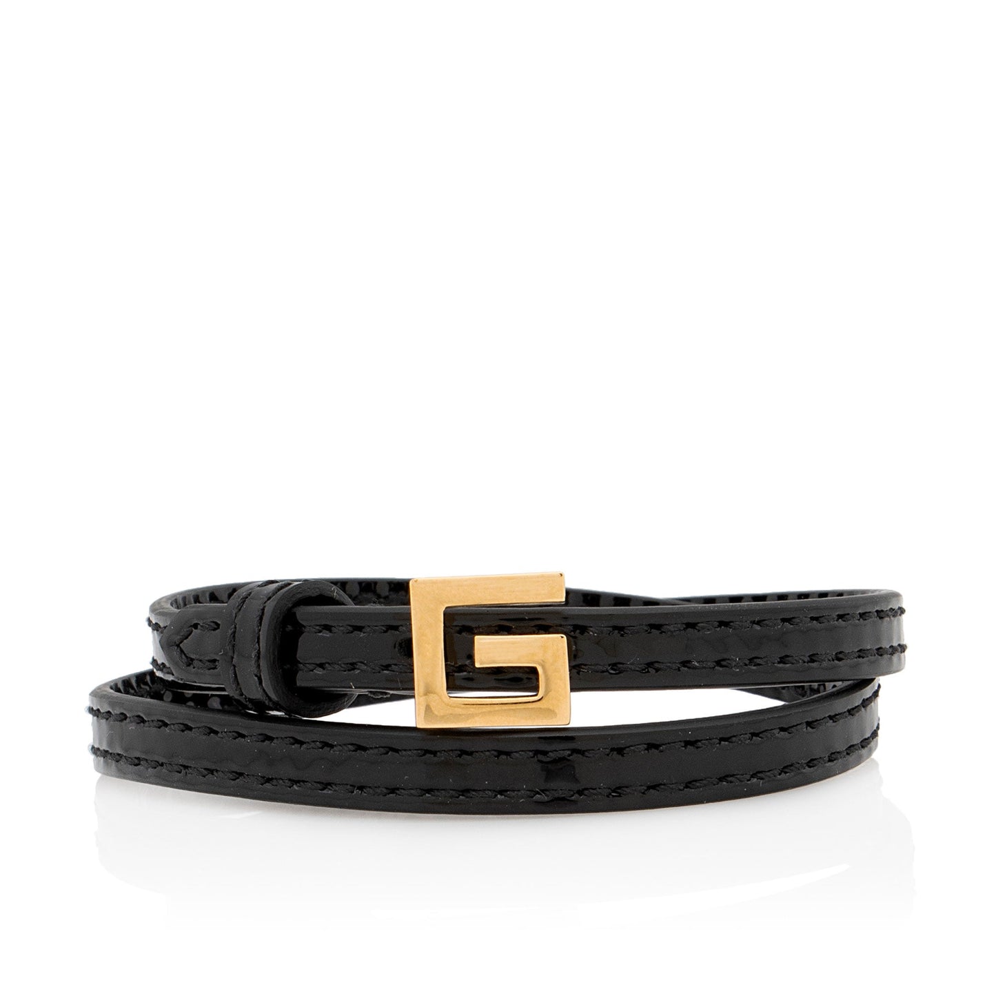 Gucci Patent Leather Square G Wrap Bracelet