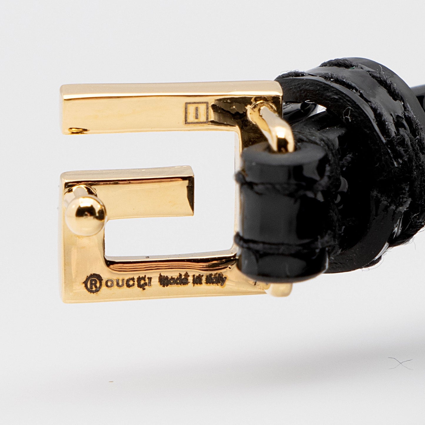 Gucci Patent Leather Square G Wrap Bracelet