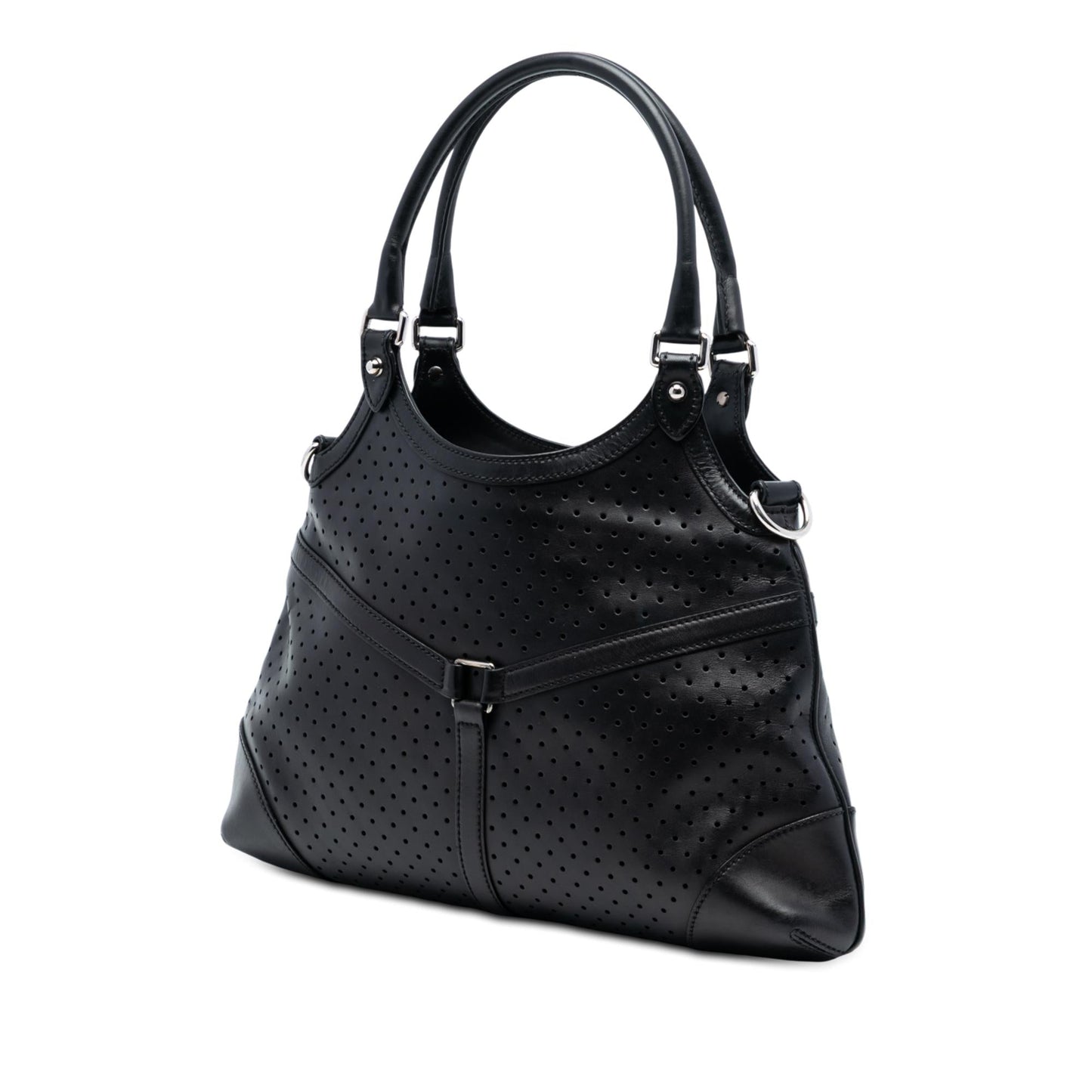 Gucci Perforated Calfskin Interlocking G Reins Satchel