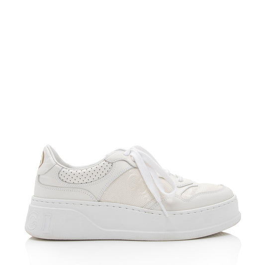 Gucci Perforated Leather GG Platform Sneakers - Size 7.5 / 37.5 (SHF-AJejAw)