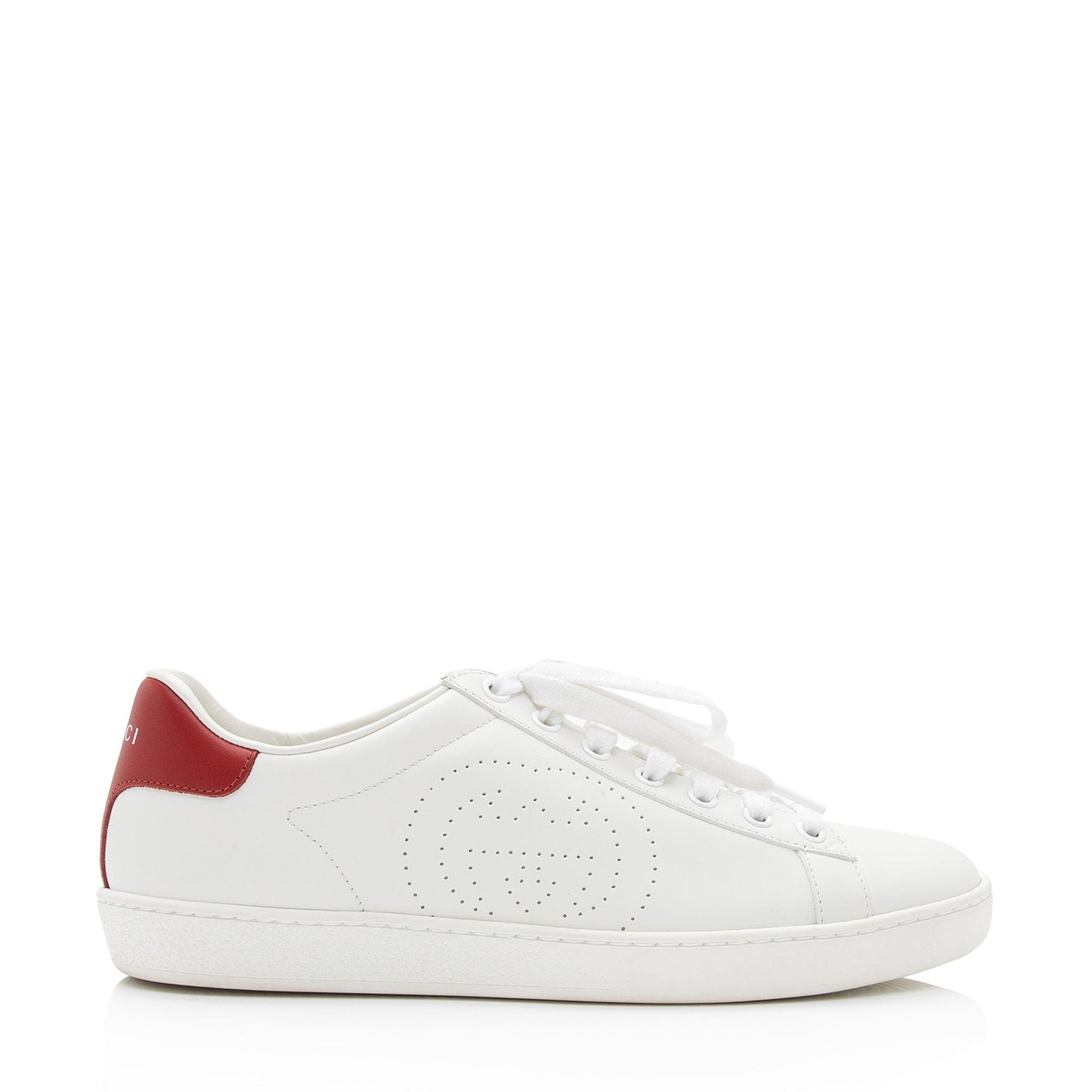 Gucci Perforated Leather Interlocking GG Ace Sneakers - Size 8.5 / 38.5 (SHF-IEm56f)