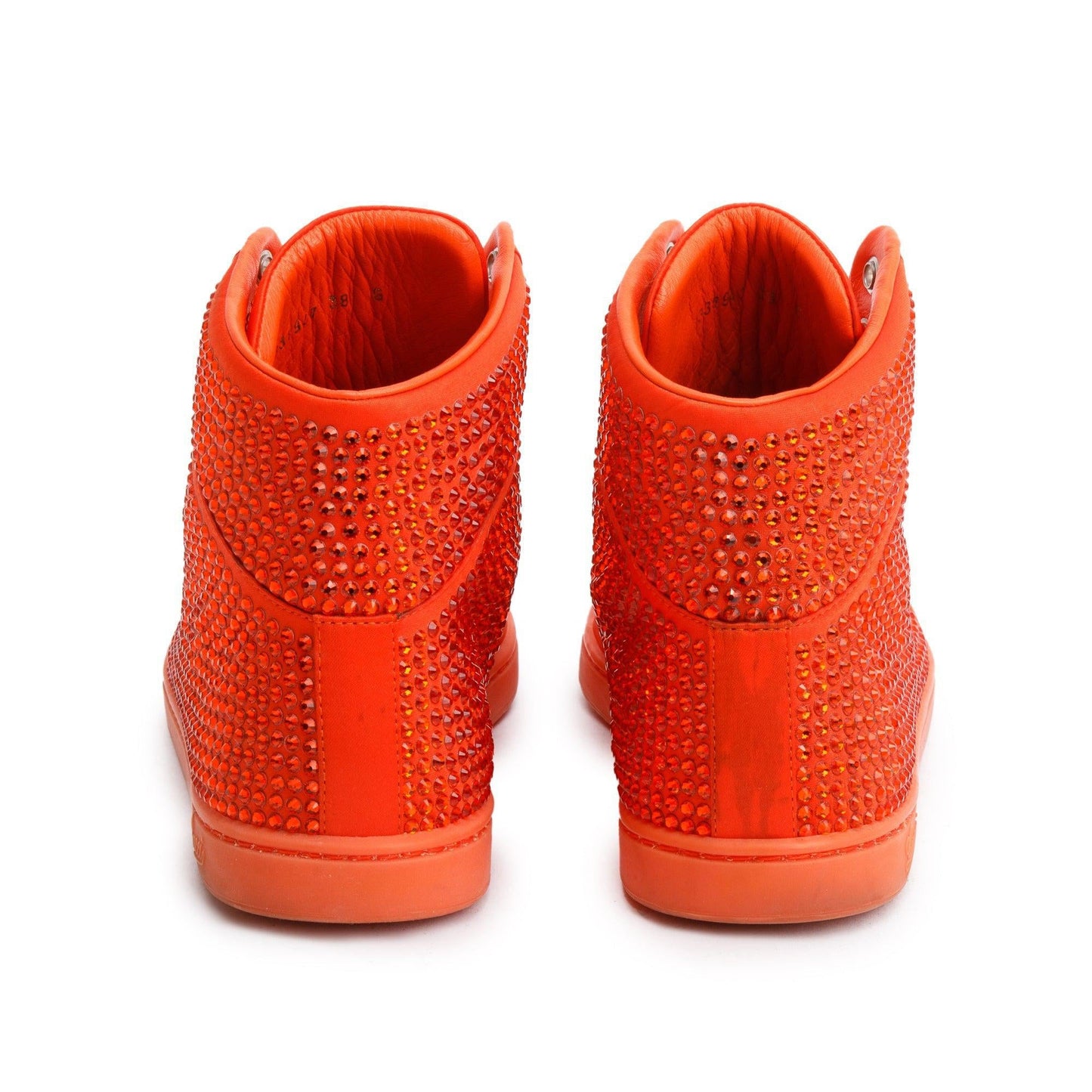 Gucci Red Suede Crystal Embellished High Top Sneakers, Size 38