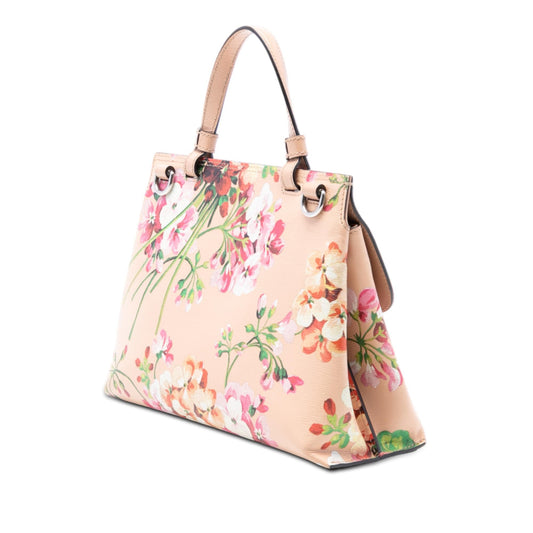 Gucci Small Calfskin Blooms Bamboo Daily Satchel