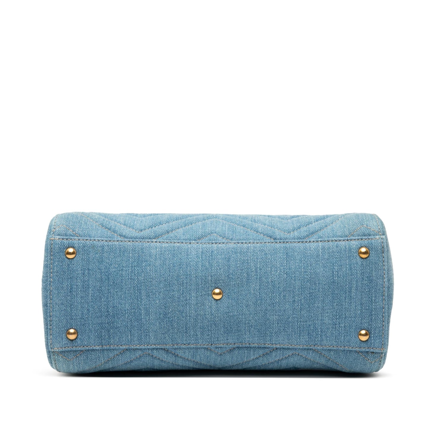 Gucci Small GG Marmont Matelasse Denim Pearly Satchel