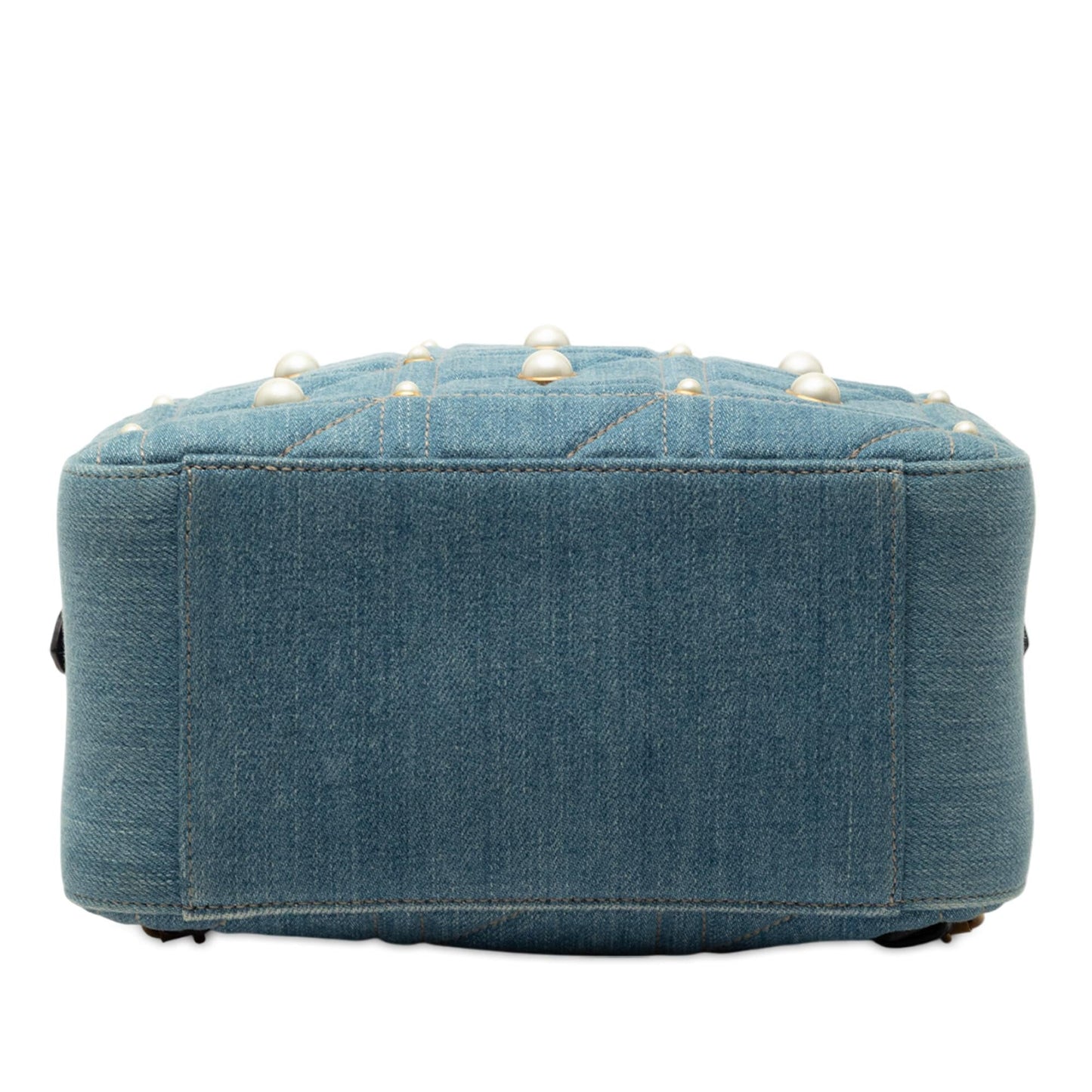 Gucci Small GG Marmont Pearl Studded Matelasse Denim Backpack