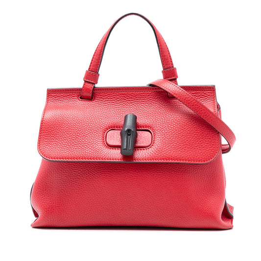 Gucci Small Leather Bamboo Daily Satchel
