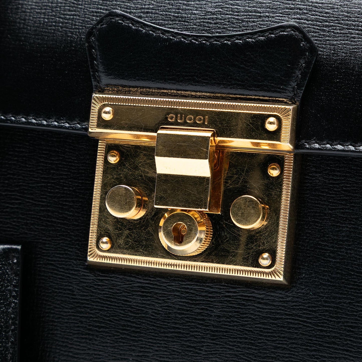 Gucci Small Leather Bamboo Padlock Satchel
