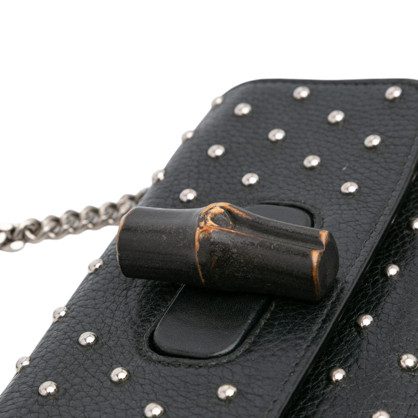 Gucci Small Leather Studded Miss Bamboo Crossbody