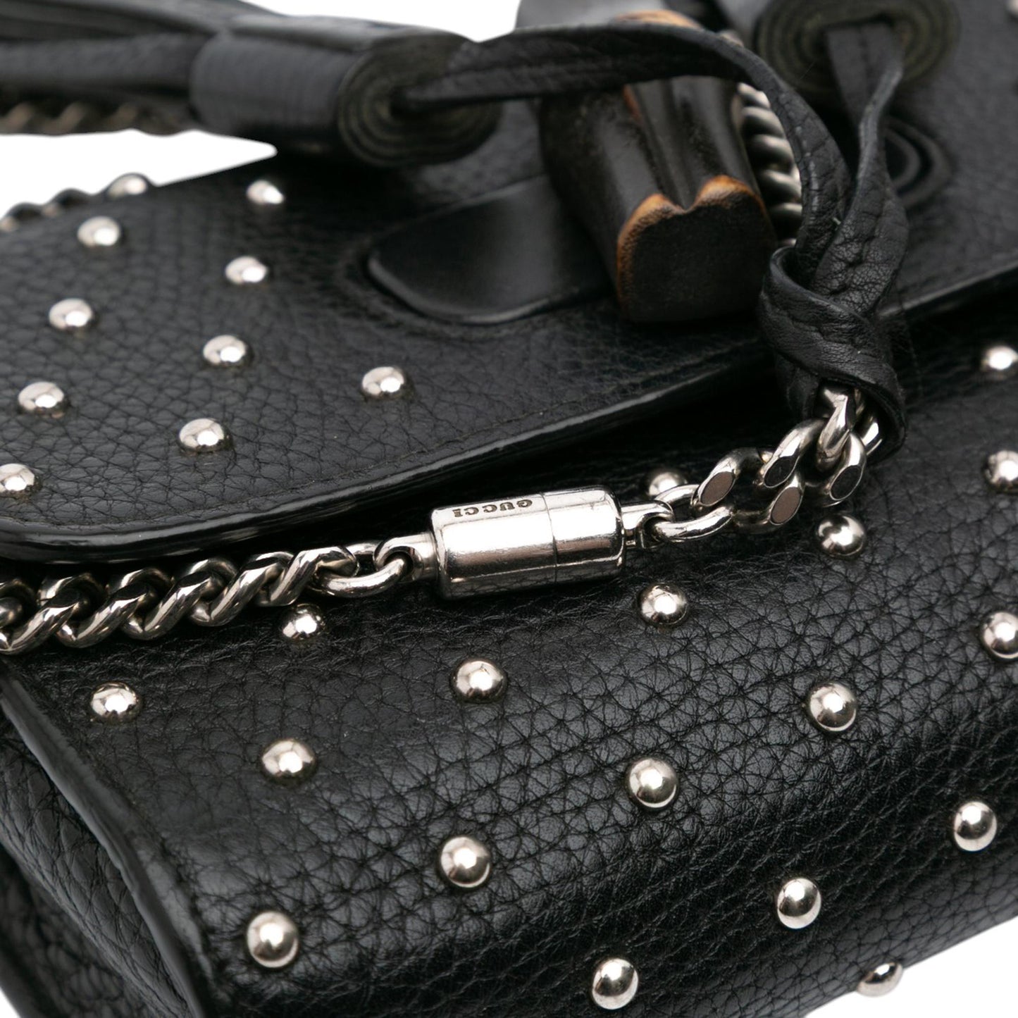Gucci Small Leather Studded Miss Bamboo Crossbody