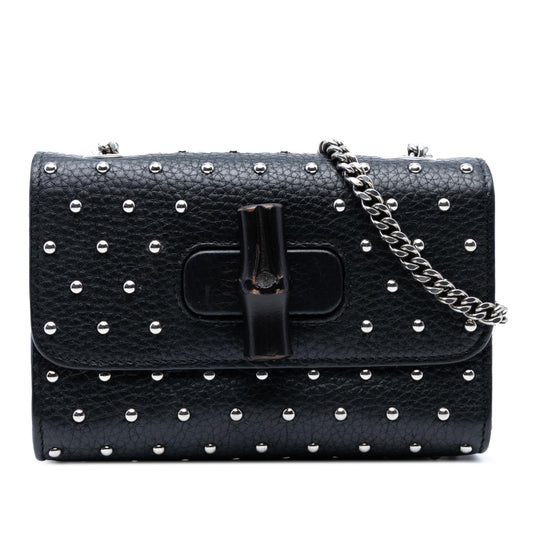 Gucci Small Leather Studded Miss Bamboo Crossbody