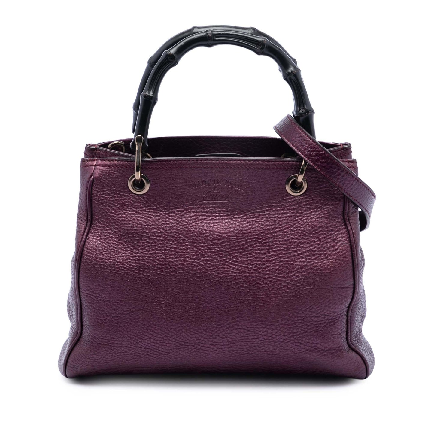 Gucci Small Metallic Calfskin Bamboo Shopper Satchel
