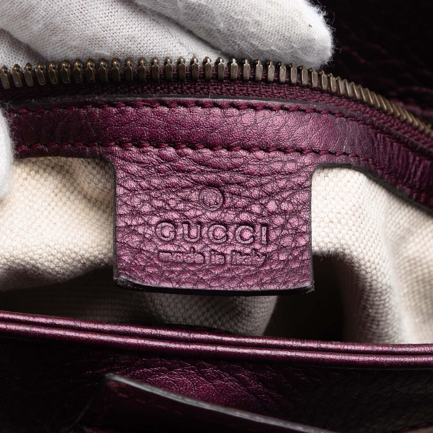 Gucci Small Metallic Calfskin Bamboo Shopper Satchel
