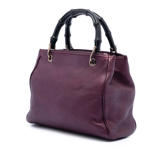 Gucci Small Metallic Calfskin Bamboo Shopper Satchel