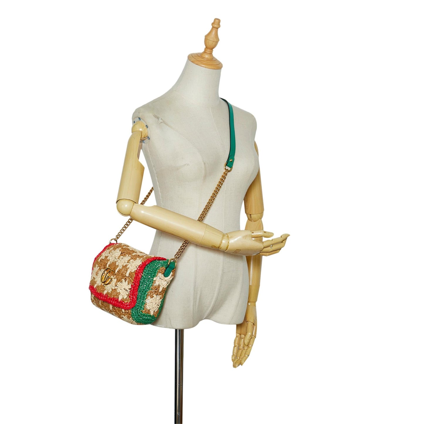 Gucci Small Raffia GG Marmont Crossbody