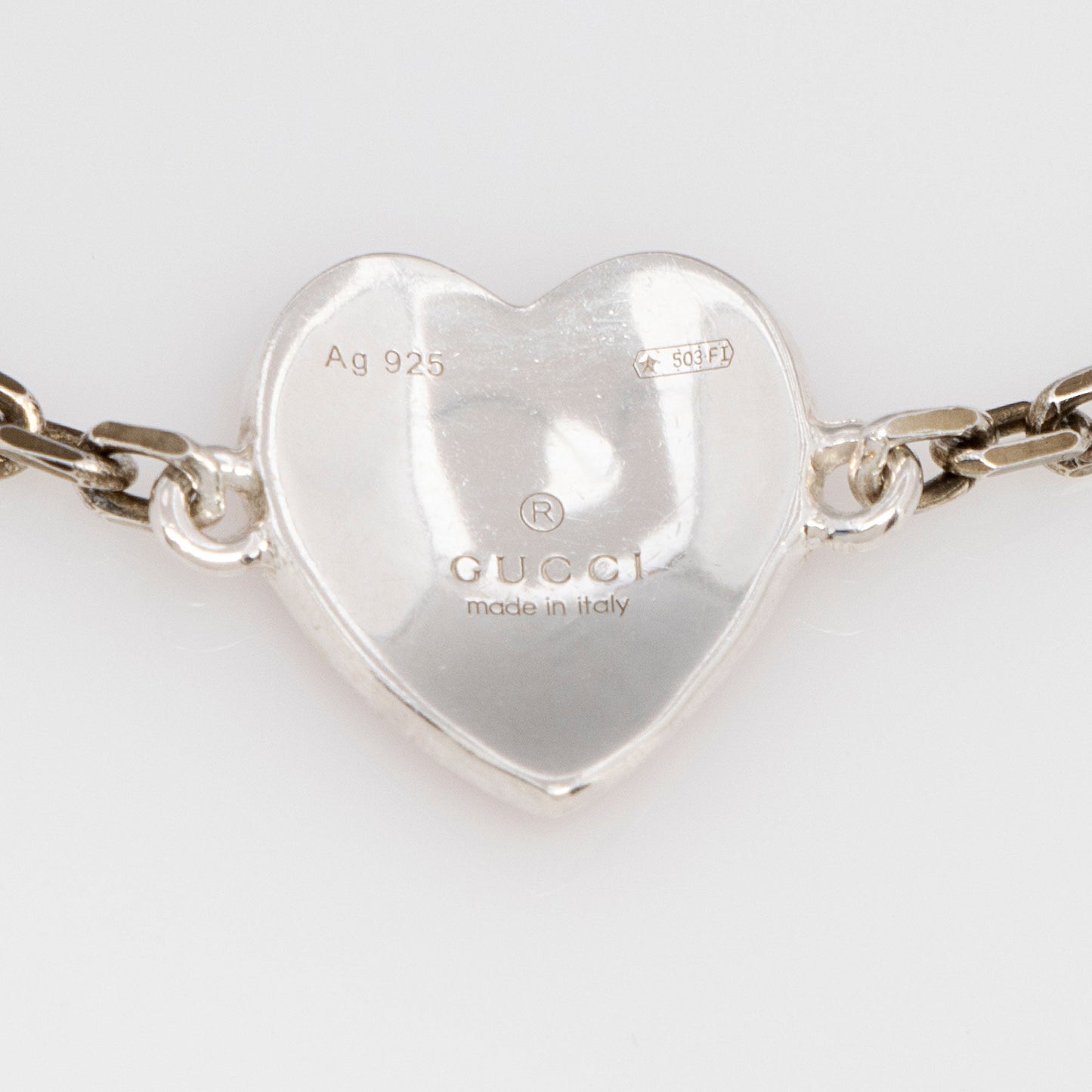 Gucci Sterling Silver Enamel Heart Bracelet