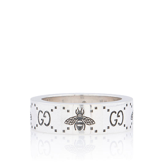 Gucci Sterling Silver GG Bee Ring - Size 5 3/4