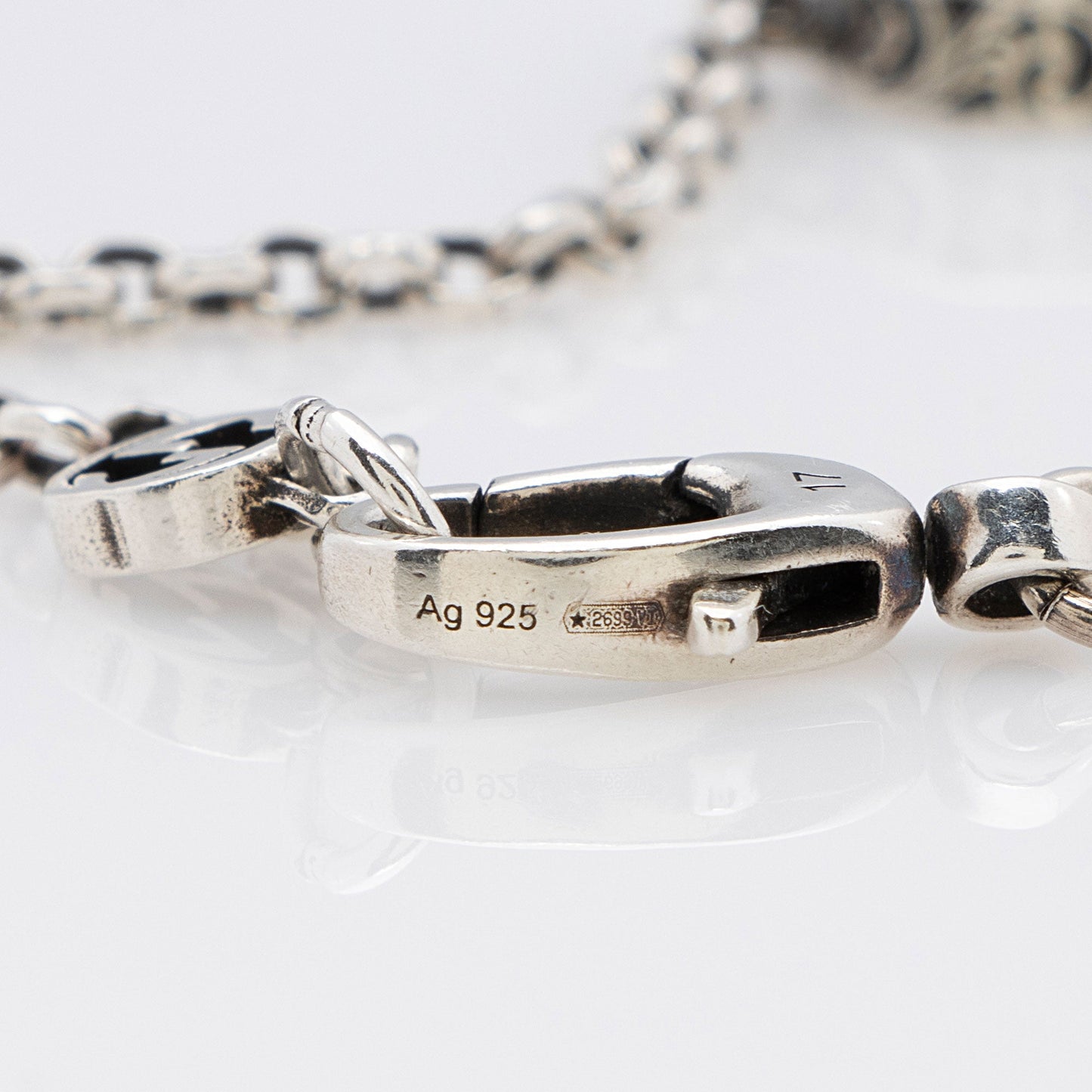 Gucci Sterling Silver GG Marmont Key Charm Bracelet