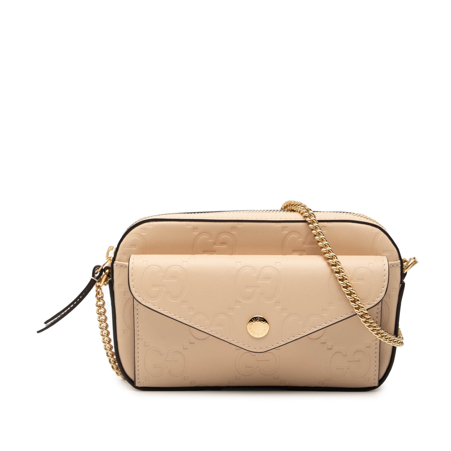 Gucci Super Mini GG Debossed Calf Chain Wallet