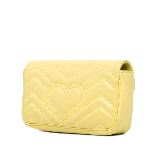 Gucci Super Mini GG Marmont Leather Matelasse Flap Crossbody