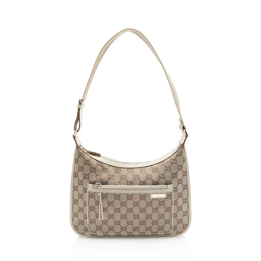Gucci Vintage GG Canvas Front Pocket Shoulder Bag